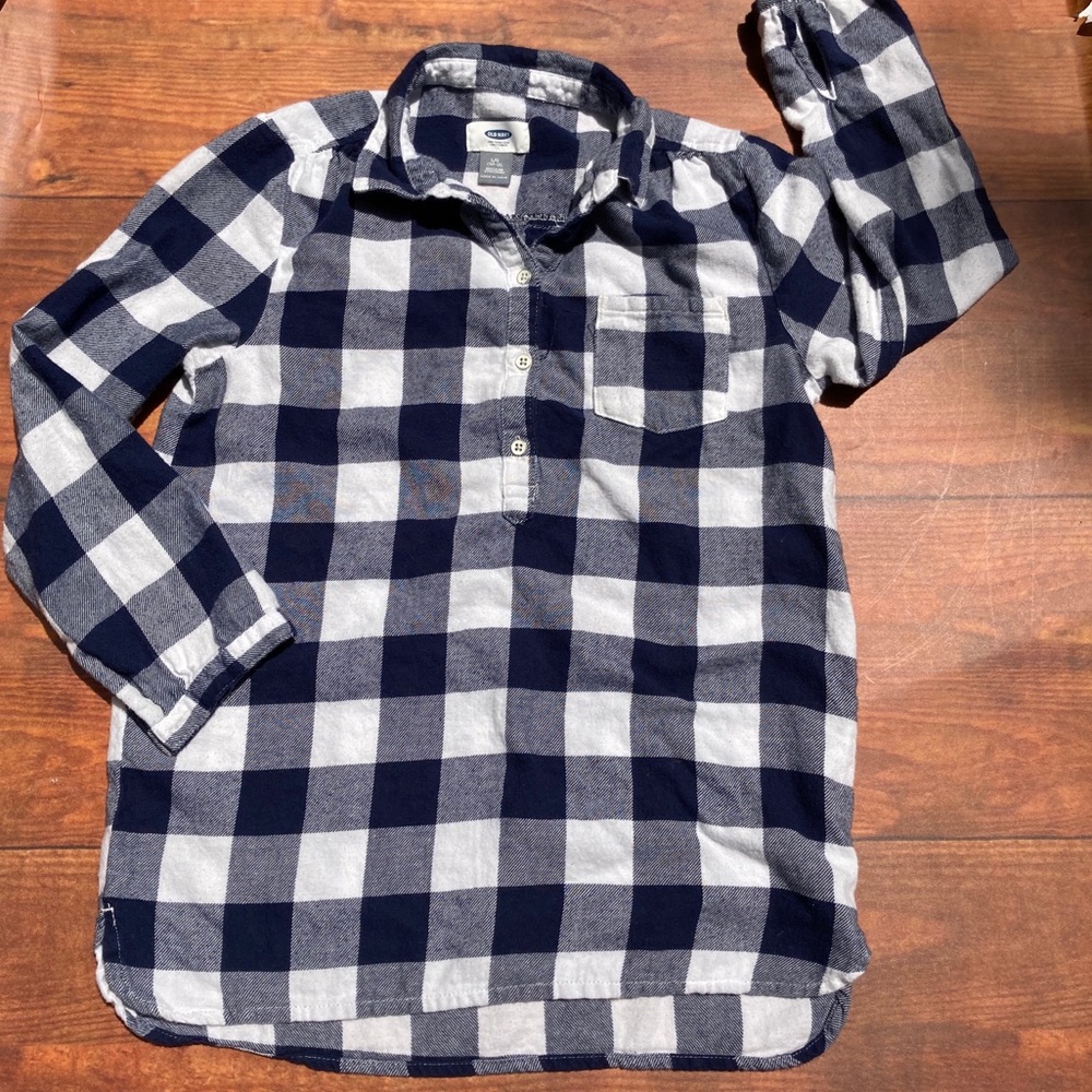 Old Navy Navy and White Checked Button Down Shirt
